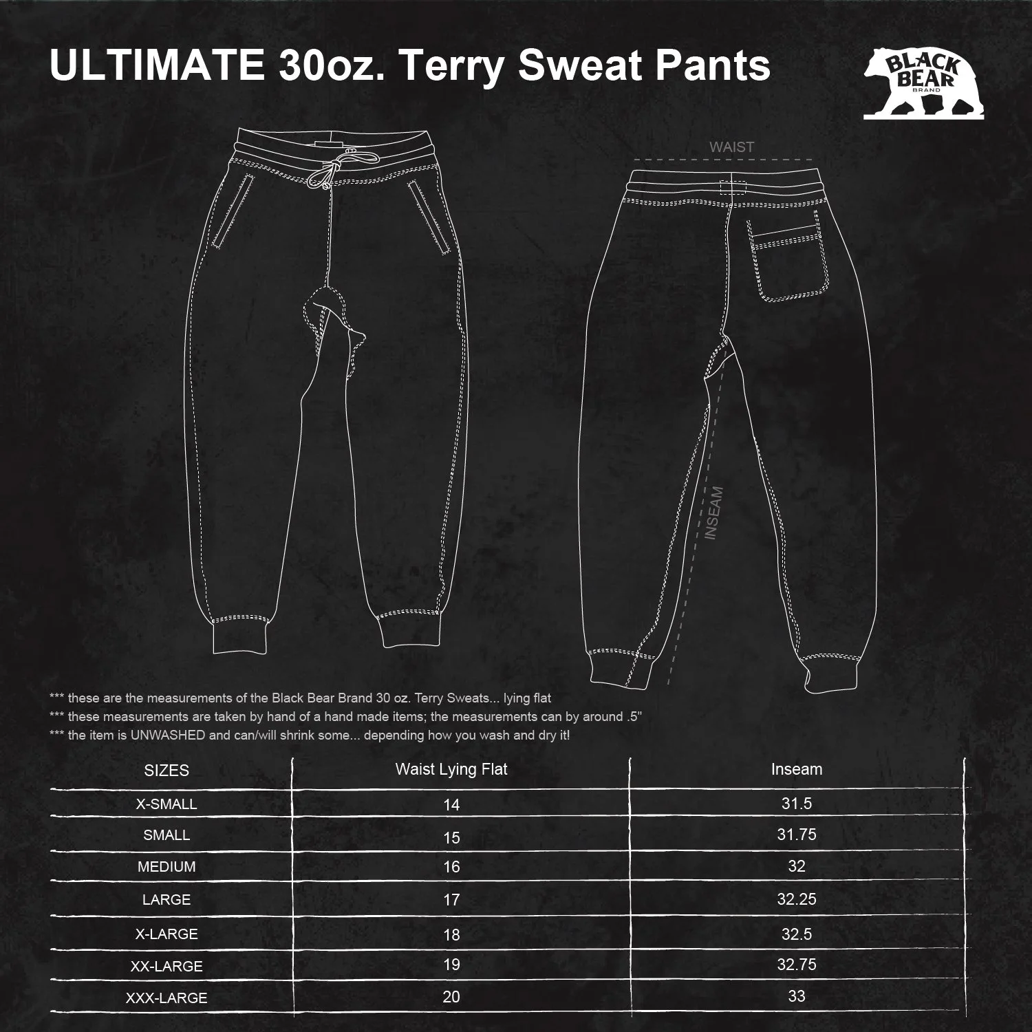 Black Bear Brand NAVY - Garment Dyed Ultimate 30oz Terry Pants